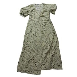 NWT Madewell Dress Women's 10‎ Yellow Midi Floral Puff Sleeve Wrap Cottagecore